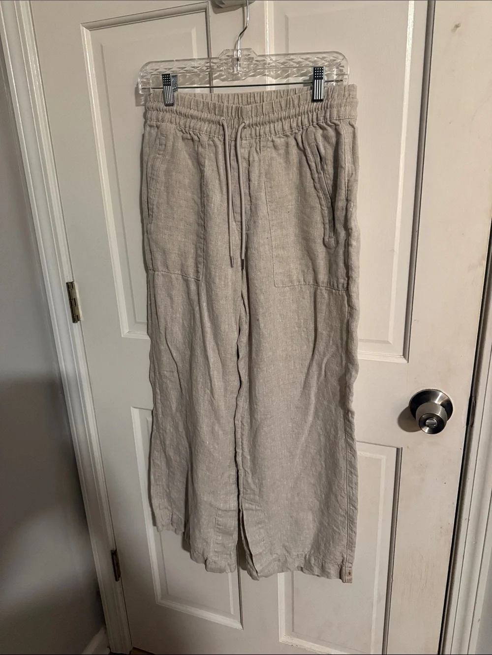 Athleta Neutral Beige Hanging Linen-Blend Pants Decor Accent